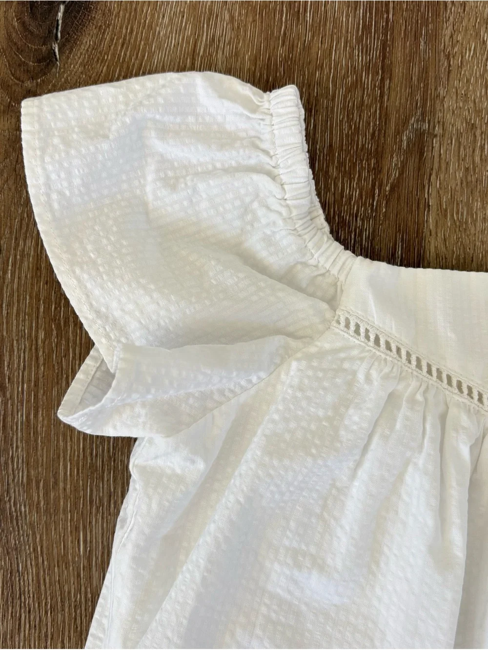 NWOT Janie and Jack White Flutter Sleeve Cotton Seersucker Top Sz: 4T | Summer